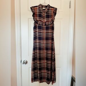 Universal Thread M dress 👗 long checkered blue orange super soft comfy